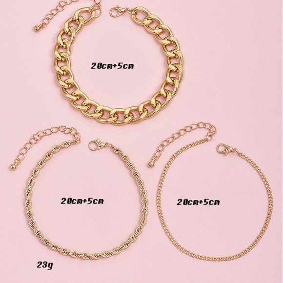 New 3-Layer Gold Chain Link Anklet - Picture 7 of 7